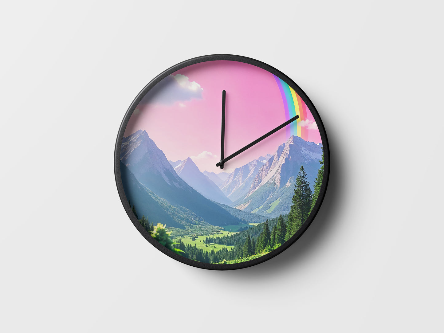 Rainbow Horizon Wall Clock – A Window to Serenity