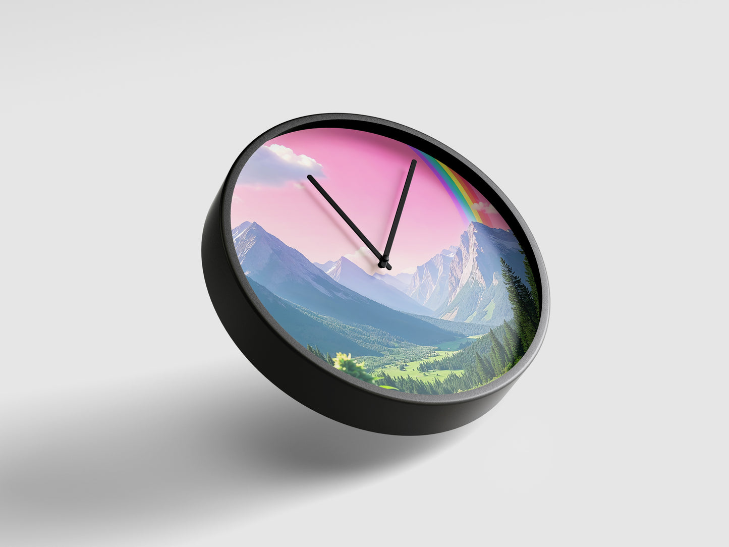 Rainbow Horizon Wall Clock – A Window to Serenity