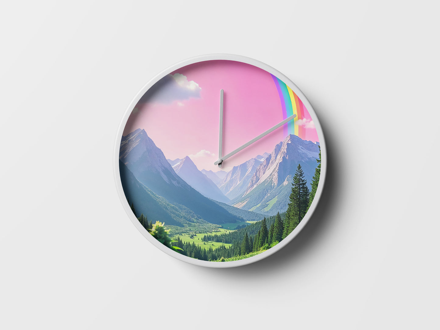 Rainbow Horizon Wall Clock – A Window to Serenity