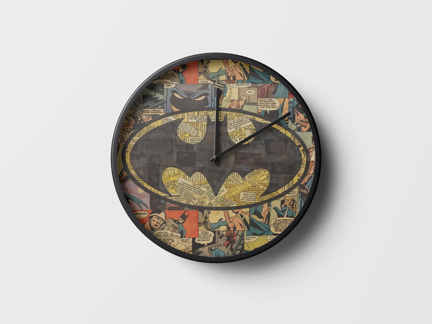 Batman Comic Collage Wall Clock – Vintage Gotham Hero Decor