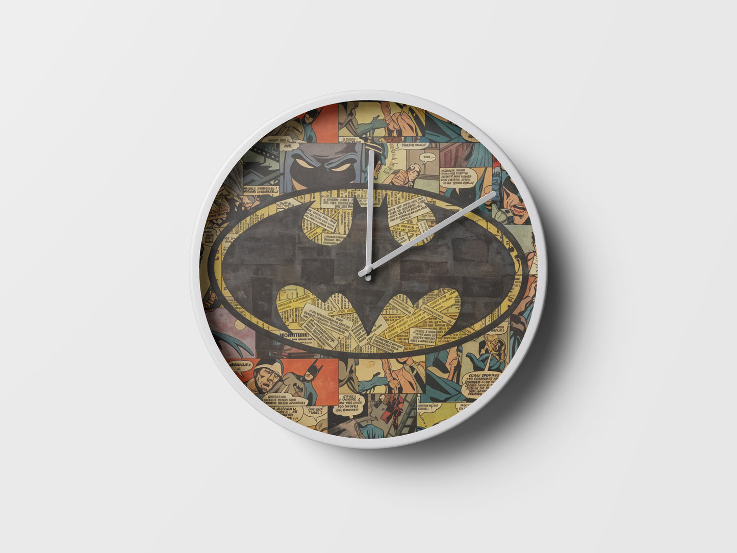 Batman Comic Collage Wall Clock – Vintage Gotham Hero Decor