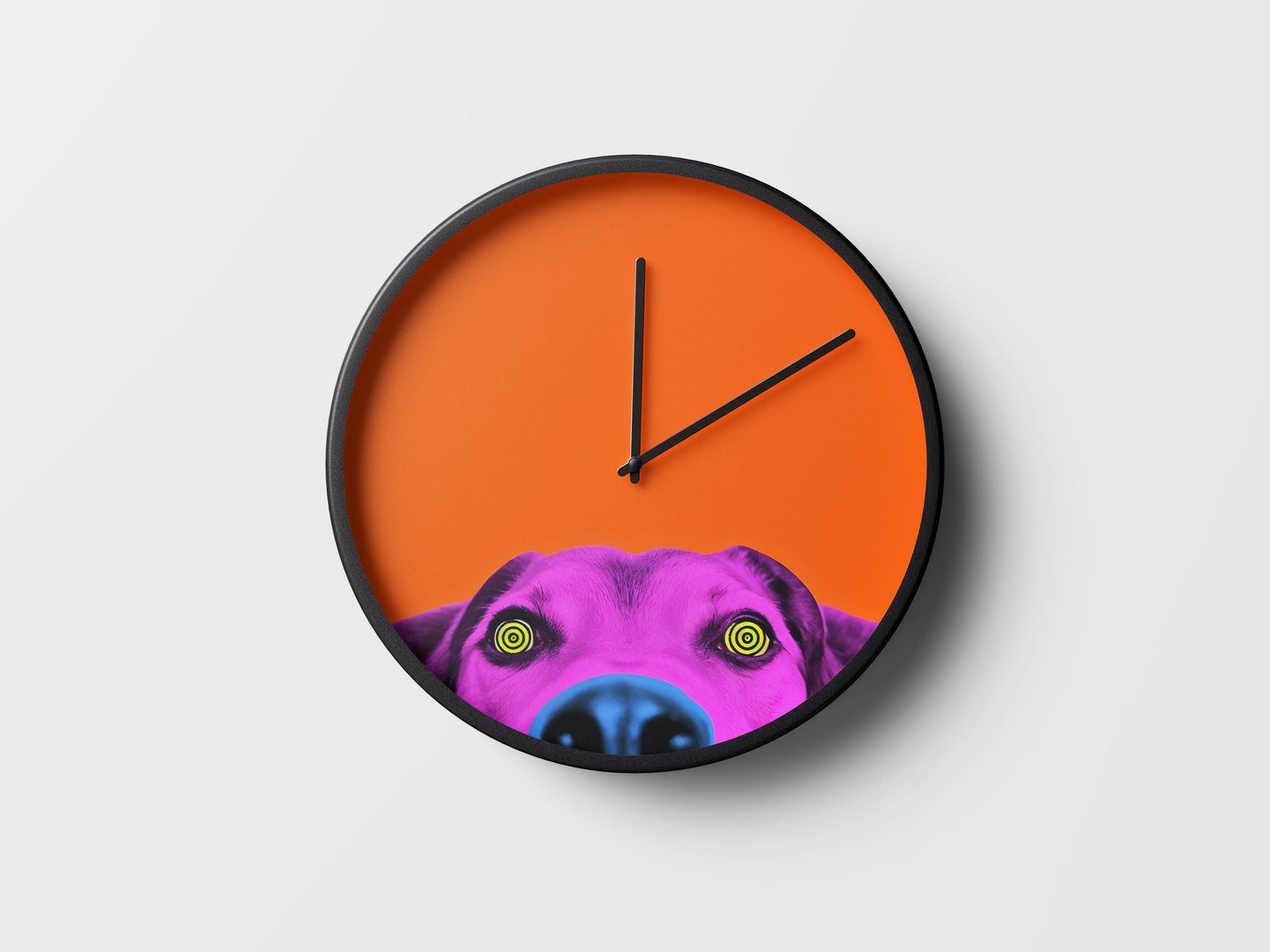 Psychedelic Puppy Wall Clock - Neon Orange Edition