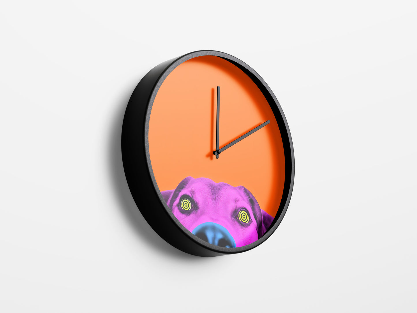 Psychedelic Puppy Wall Clock - Neon Orange Edition