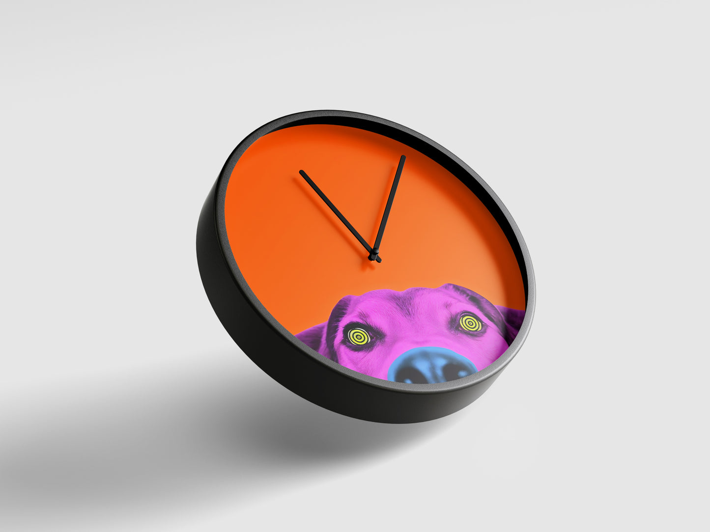 Psychedelic Puppy Wall Clock - Neon Orange Edition