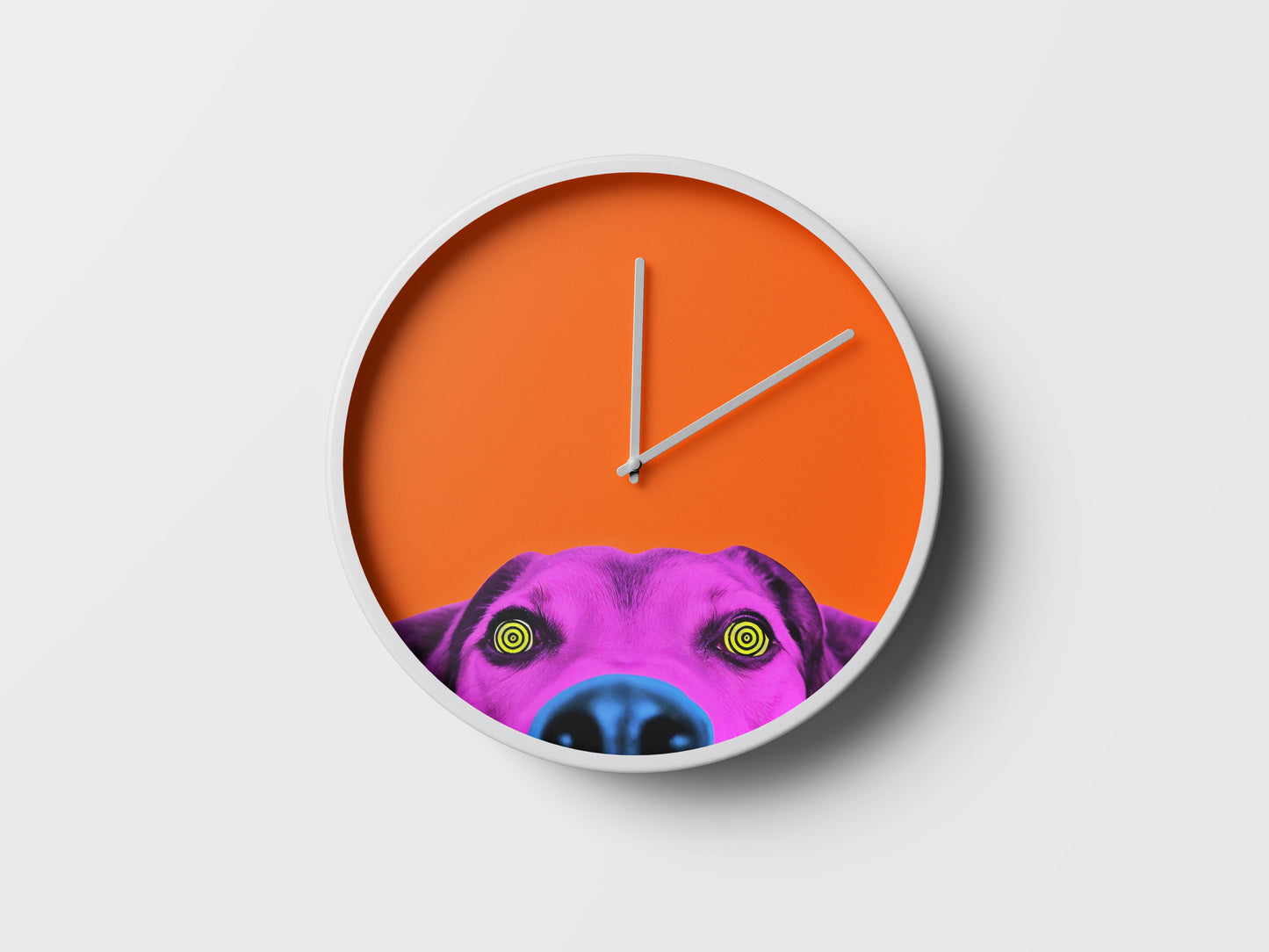 Psychedelic Puppy Wall Clock - Neon Orange Edition