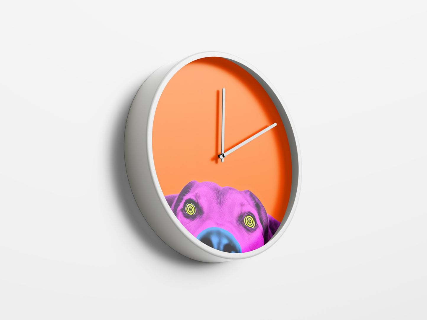 Psychedelic Puppy Wall Clock - Neon Orange Edition