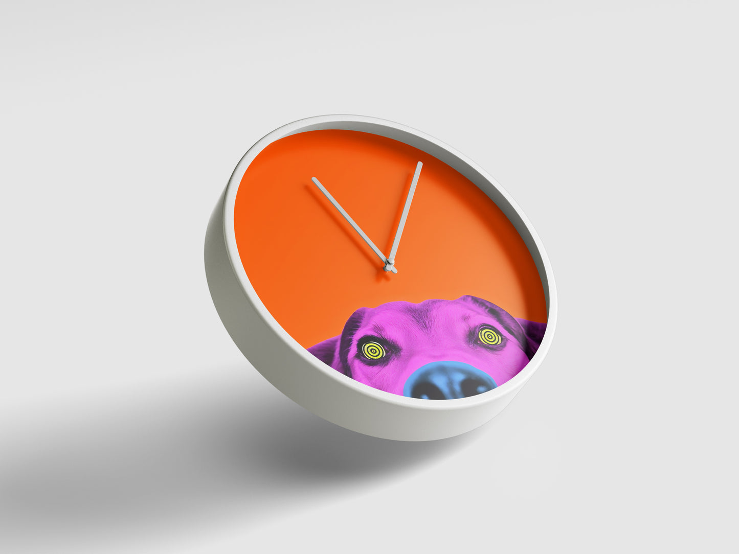 Psychedelic Puppy Wall Clock - Neon Orange Edition