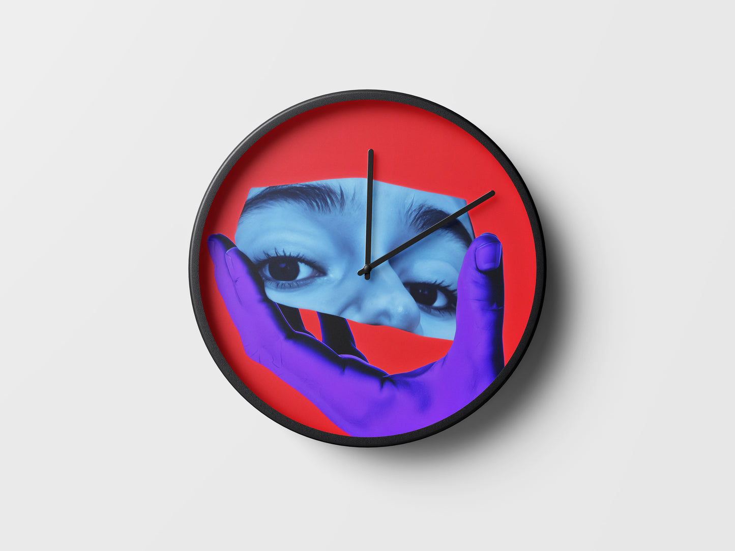 Surreal Gaze Wall Clock - Neon Red