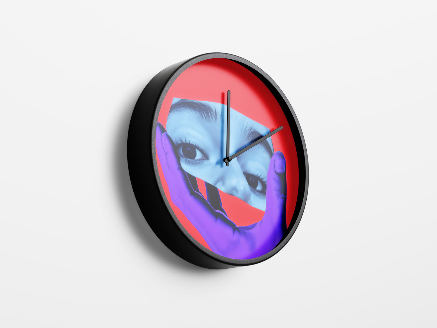 Surreal Gaze Wall Clock - Neon Red