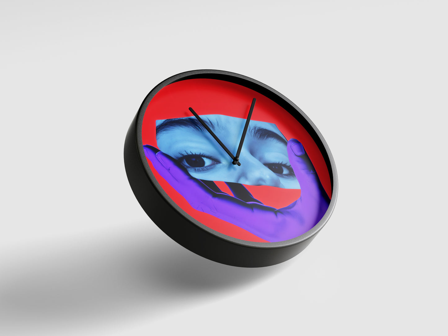 Surreal Gaze Wall Clock - Neon Red