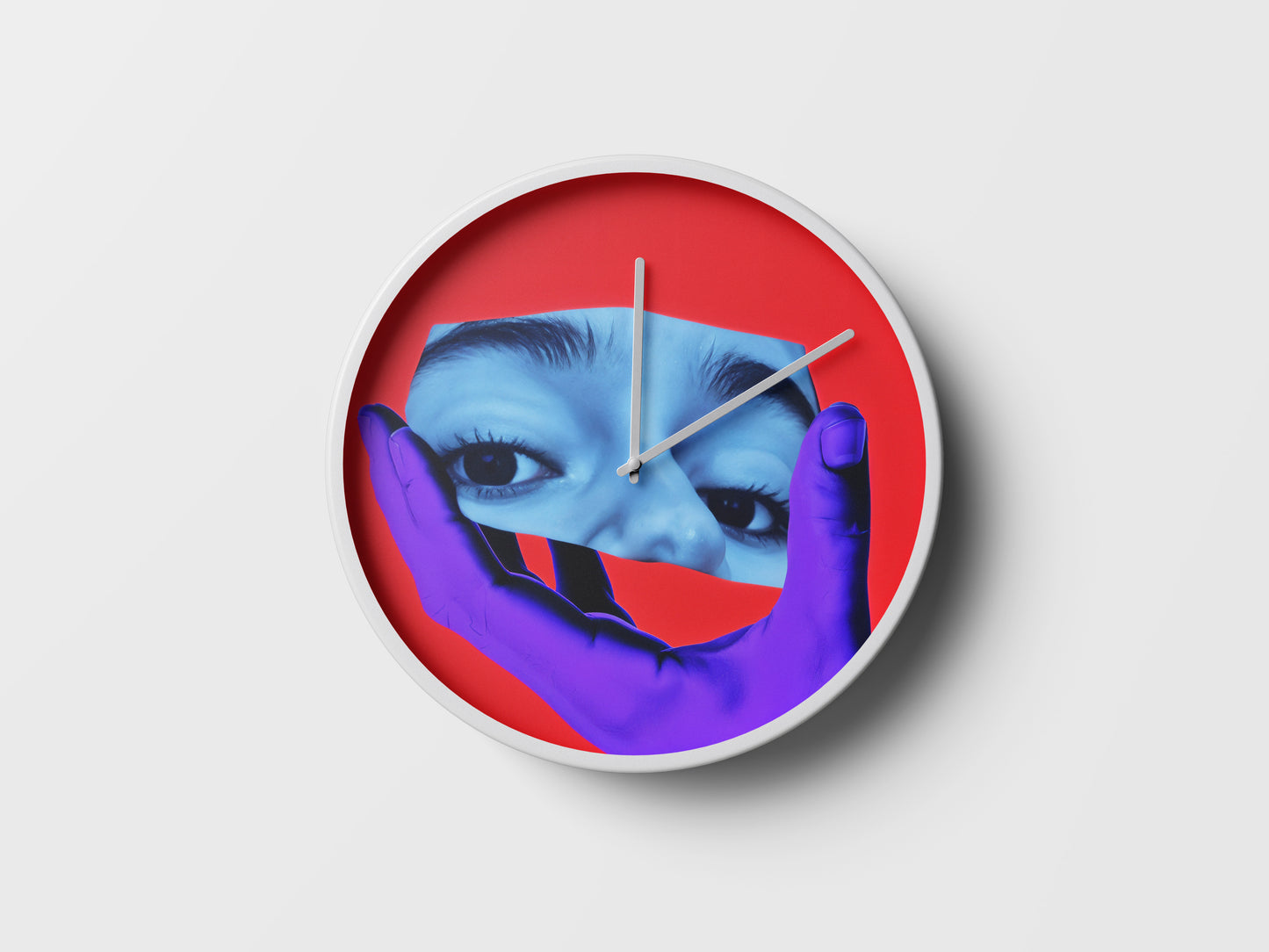 Surreal Gaze Wall Clock - Neon Red