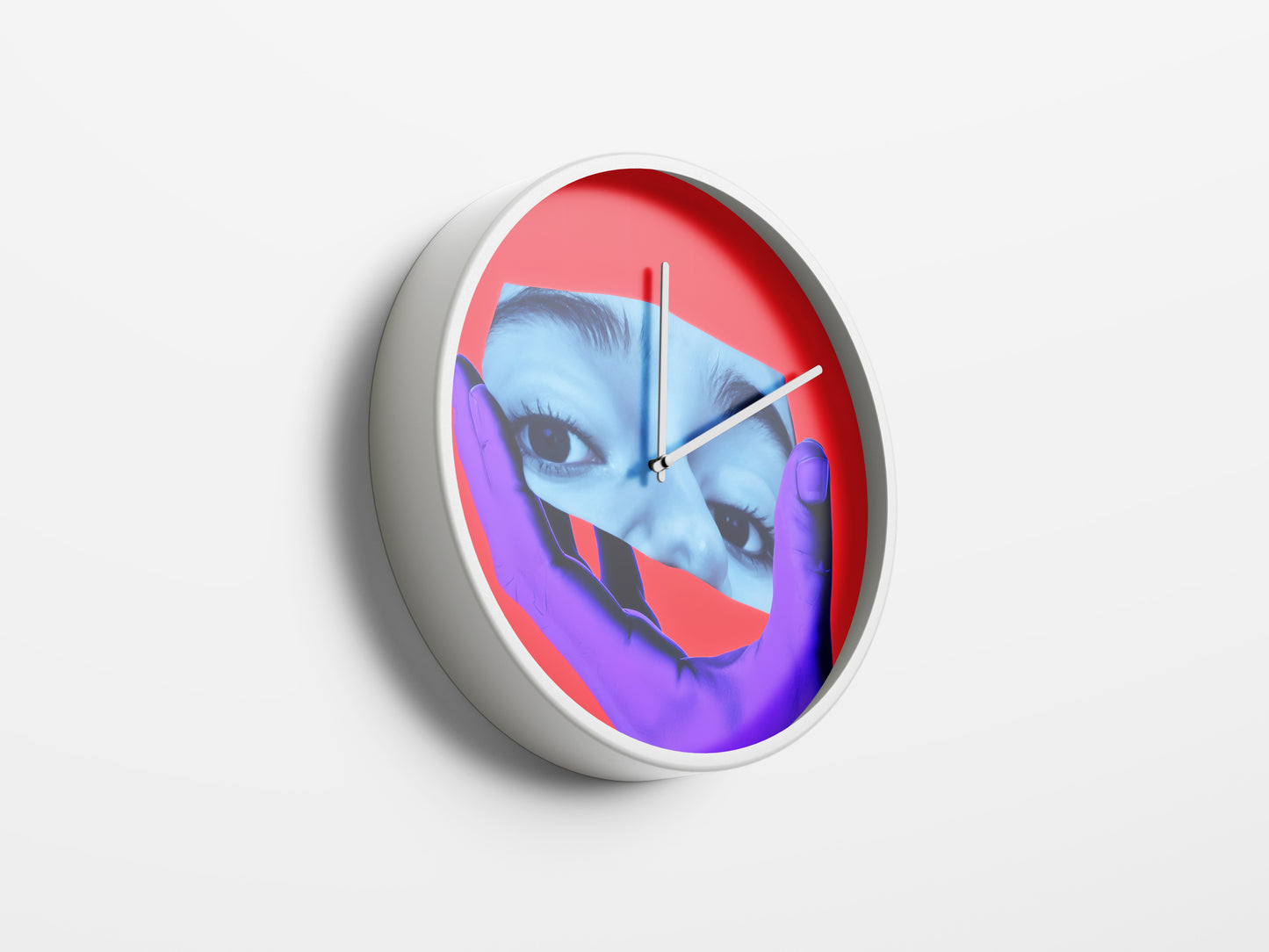 Surreal Gaze Wall Clock - Neon Red