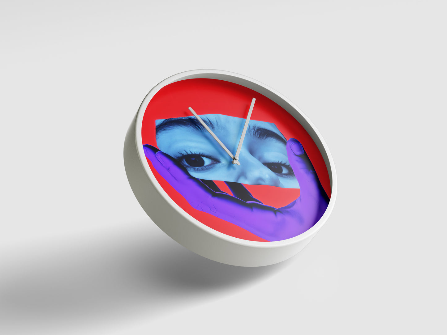 Surreal Gaze Wall Clock - Neon Red